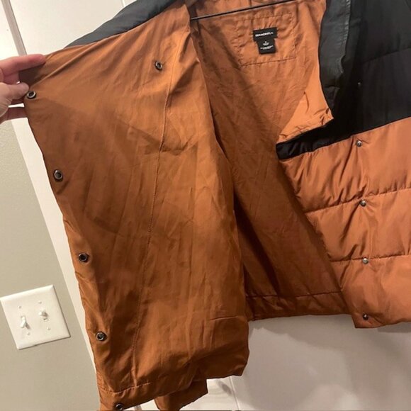Summersalt Colorblock Eco Puffer Jacket Coat Size Medium Brown Black - Picture 11 of 16